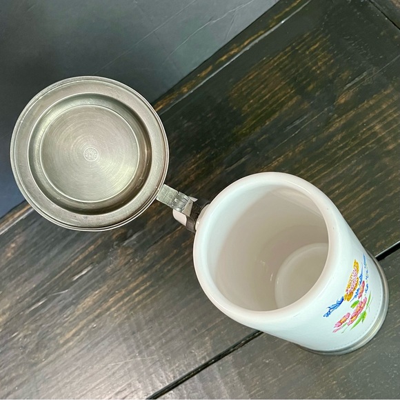 Tin Hinged Lid German Stein Marked Erbo Zinn On Back Front Inscription 125 Yr - Picture 13 of 15